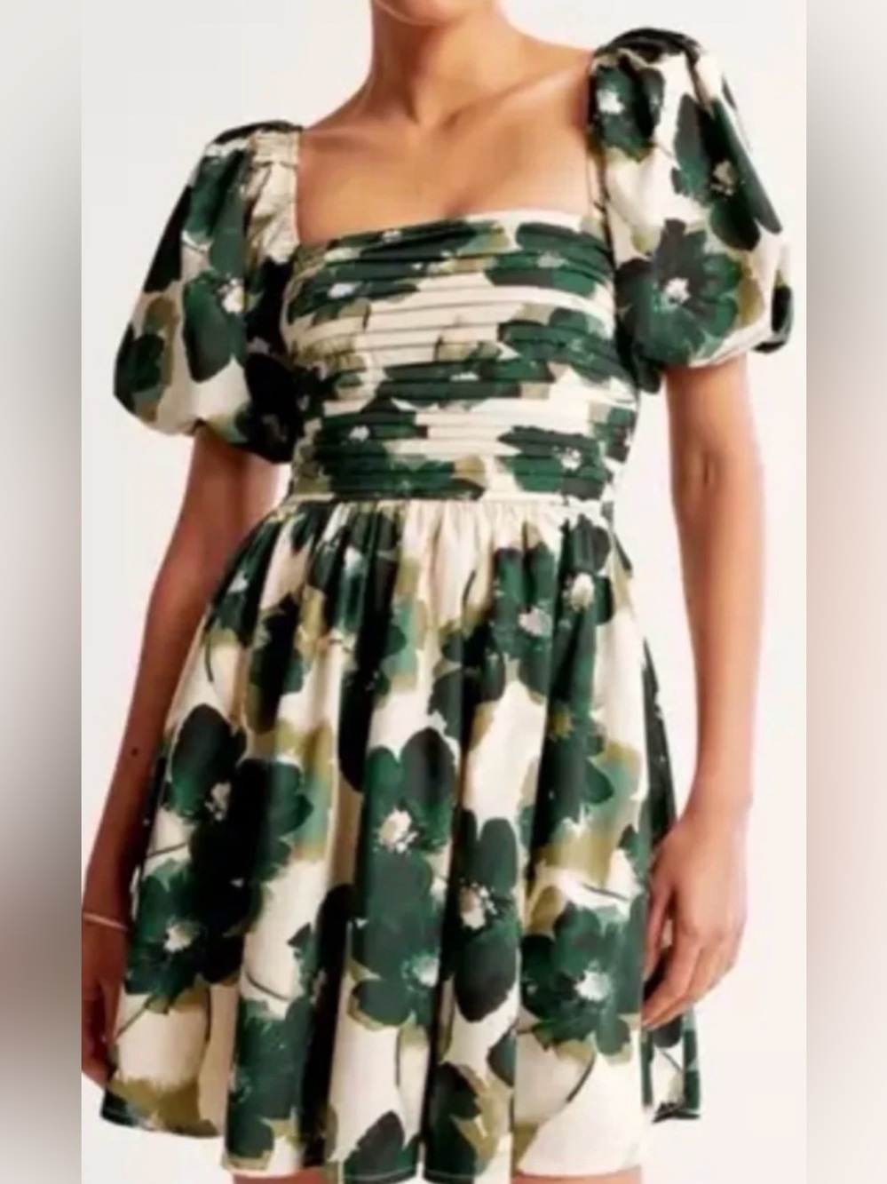 ABERCROMBIE Women’s Poplin Emerson Floral Puff-Sleeve Dress